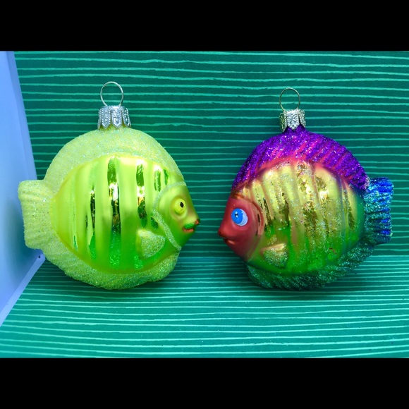 2 Polish Glass Coral Reef Fishes Xmas Ornaments - Picture 6 of 8